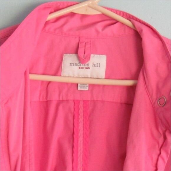 Madison Hill SZ 14 Windbreaker Jacket Bold Pink Snap & Zip Close Drawstring - Picture 3 of 4